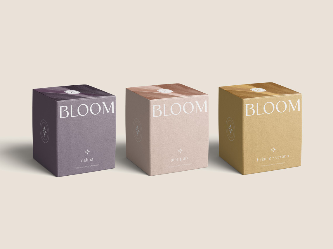 bloom tres velas packaging apuchades estudio